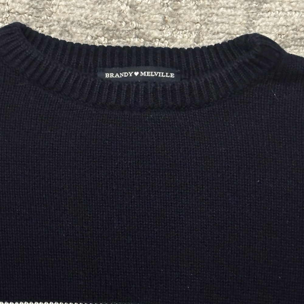 Brandy Melville Blue Striped Crewneck Sweater | Size Small - Picture 3 of 6